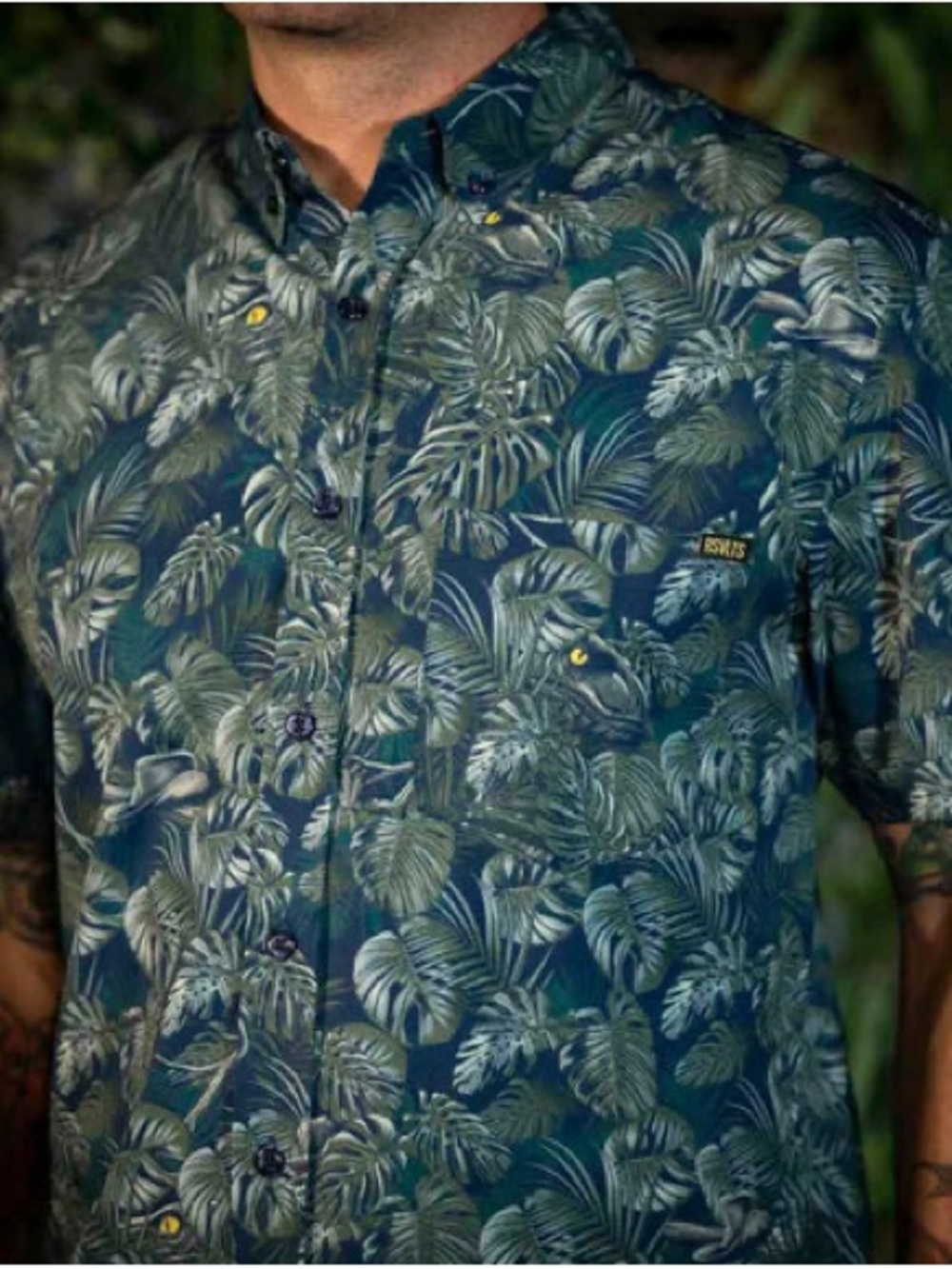 RSVLTS Jurassic Park Raptor Tropical Print Button-Down Large Shirt